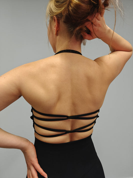 ALWS Essential Cross-strap Halterneck toppi - Musta