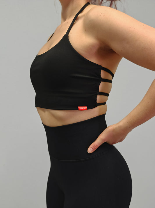 ALWS Essential Cross-strap Halterneck toppi - Musta