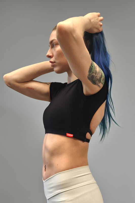 Nevai Elite Open back Crop-T - Musta