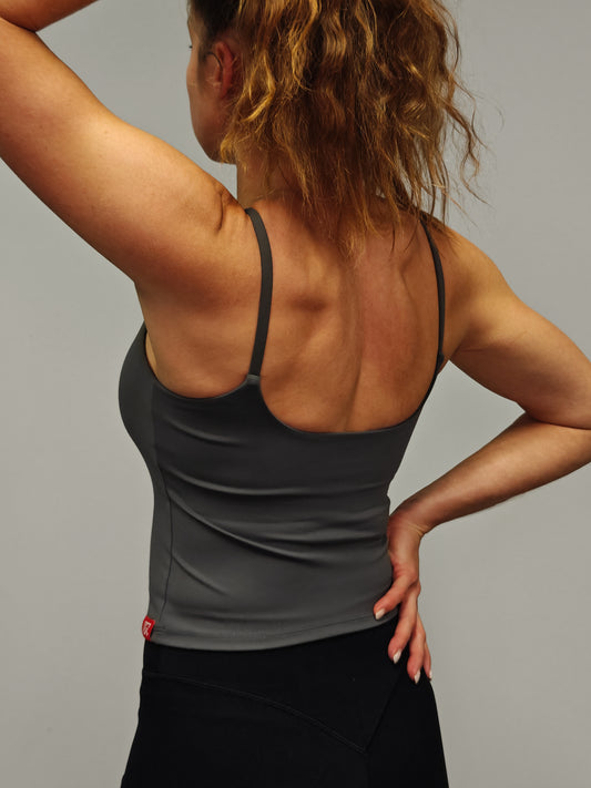 Nevai Elite Built in Bra Singlet Top - Shark Grey