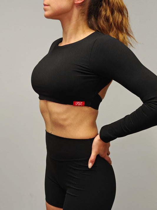 Nevai Elite Open Back Crop Longsleeve - Black